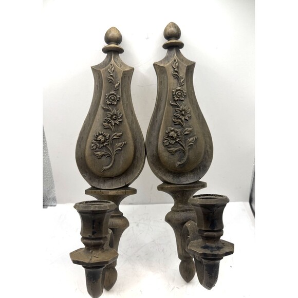 Syroco Other - Vintage Pair Dart USA Syroco #4015 Wall Sconce Candle Holders 14" Flowers daisy
